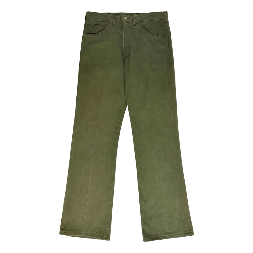 1970’S OSH KOSH B’GOSH UNION MADE IN USA SANFORIZED OLIVE TWILL BOOTCUT WORKWEAR PANTS 32 X 32