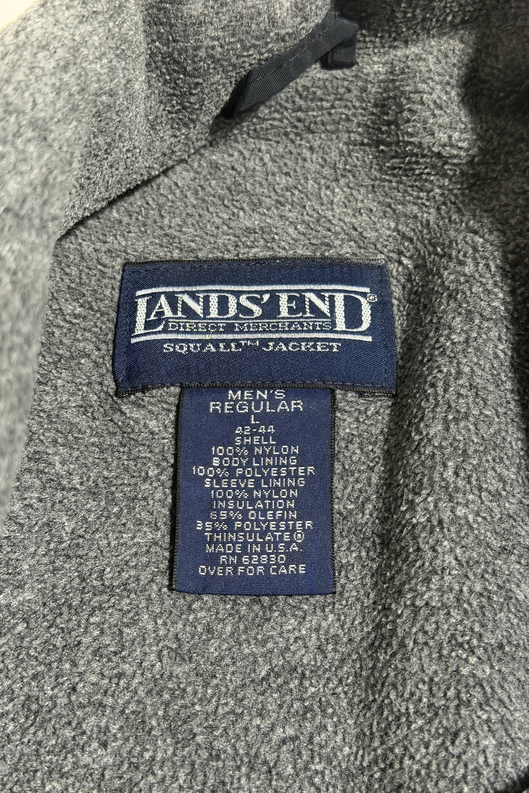 1990’S LANDS’ END MADE IN USA SQUALL™️ THRASHED &amp; FADED BLACK ZIP WINDBREAKER JACKET X-LARGE