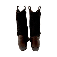 Load image into Gallery viewer, 1990’S HUGO BY HUGO BOSS MADE IN ITALY WESTERN PONY HAIR ON HIDE CONTRAST LEATHER RANCHER BOOTS 10
