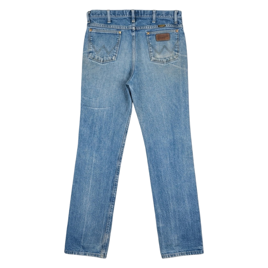 1990’S WRANGLER 13MWZ FADED PERFECT WASH COWBOY CUT DENIM JEANS 30 X 34