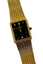 Cargar imagen en el visor de la galería, 1970’S JULES JURGENSON DIAMOND BLACK FACE GOLD PLATED WRISTWATCH
