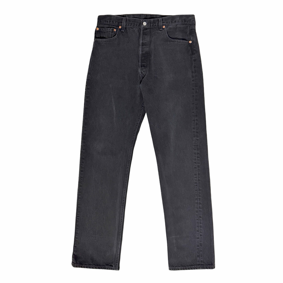 1990’S LEVI’S 501 FADED BLACK STRAIGHT LEG DENIM JEANS 34 X 32