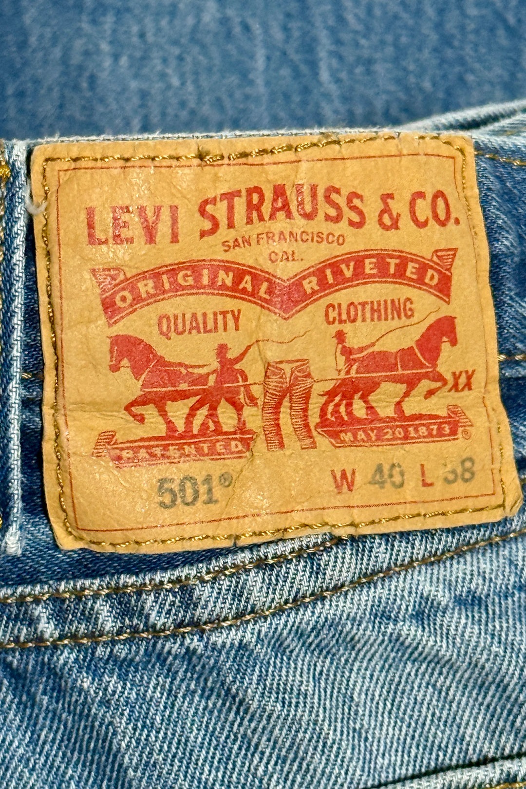 1990’S LEVI’S 501 PERFECT WASH FADED DENIM JEANS 38 X 36