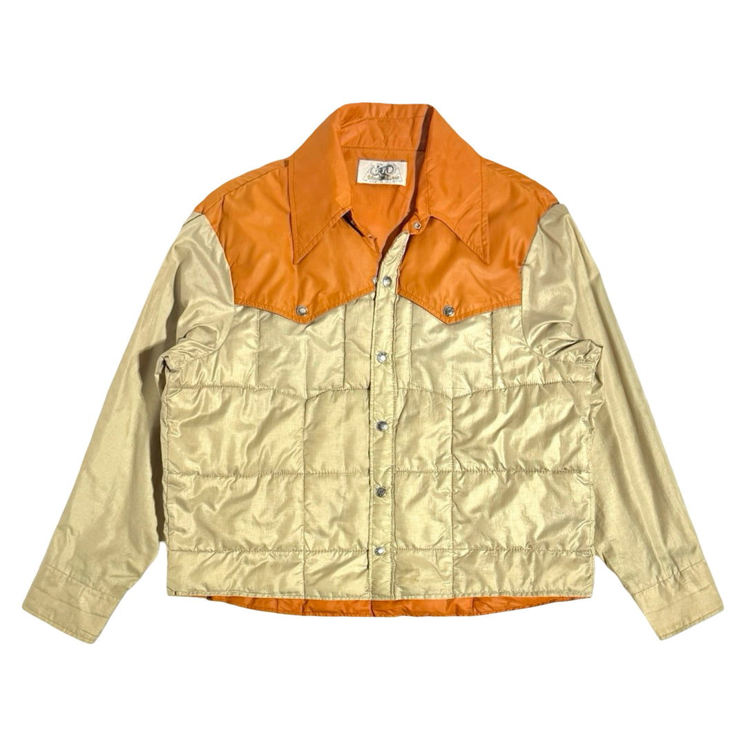 1960’S BLACK SHEEP MADE IN USA CROPPED QUILTED WESTERN PEARL SNAP JACKET LARGE