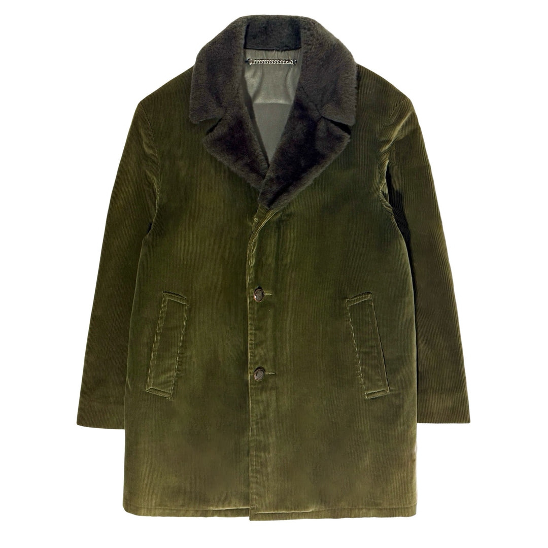1960’S STILTON MADE IN USA SHERPA COLLAR CORDUROY LONG COAT JACKET MEDIUM