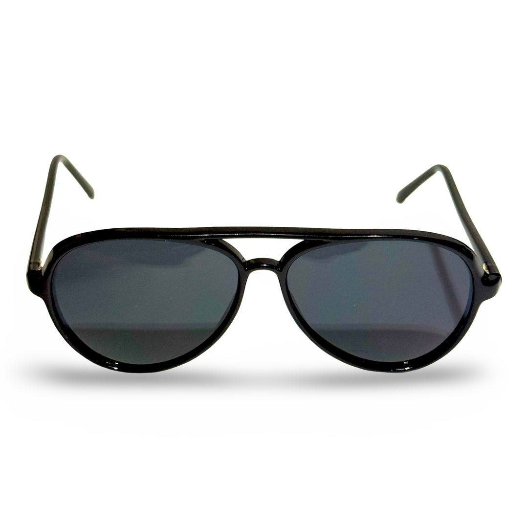 1970’S ROCKSTAR BLACK ACETATE FRAME SMOKE LENSE AVIATOR SUNGLASSES