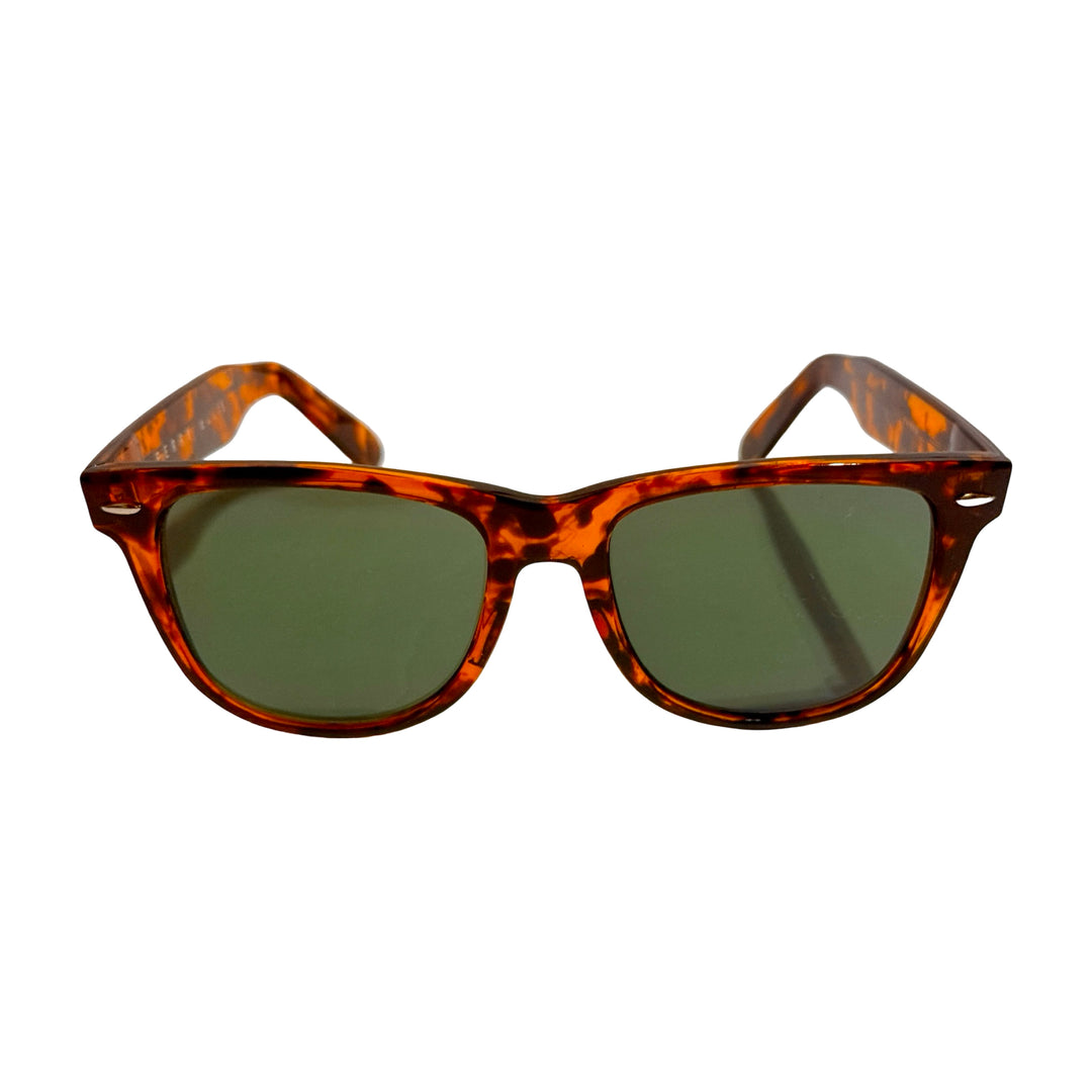 1980’S PERRY ELLIS TORTOISE SHELL ACETATE WAYFARER SMOKE LENSE SUNGLASSES