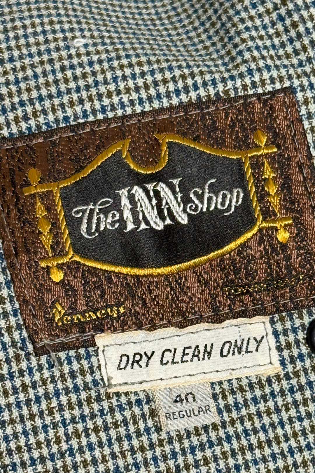 1960’S PENNEY’S MADE IN USA HOUNDSTOOTH WOOL LINED PEACOAT JACKET LARGE