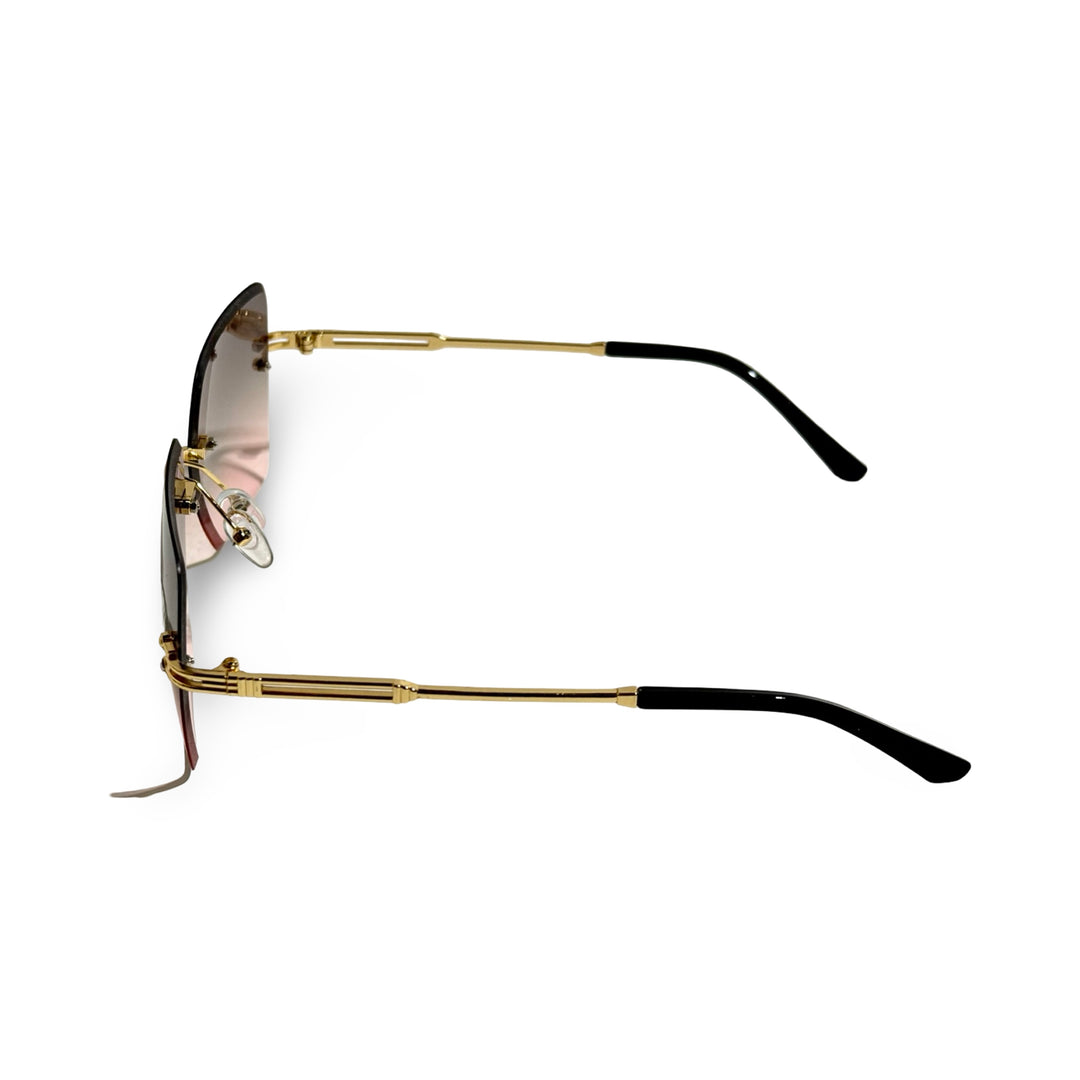 1970’S GOLD RIMLESS DIAMOND-CUT SQUARE GRADIENT LENS SUNGLASSES