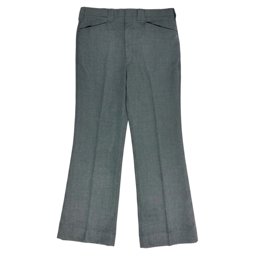 1970’S FARAH WESTERNWEAR MADE IN USA LIGHT MARLED GRAY WESTERN BOOTCUT FROG POCKET PANTS 32 X 30