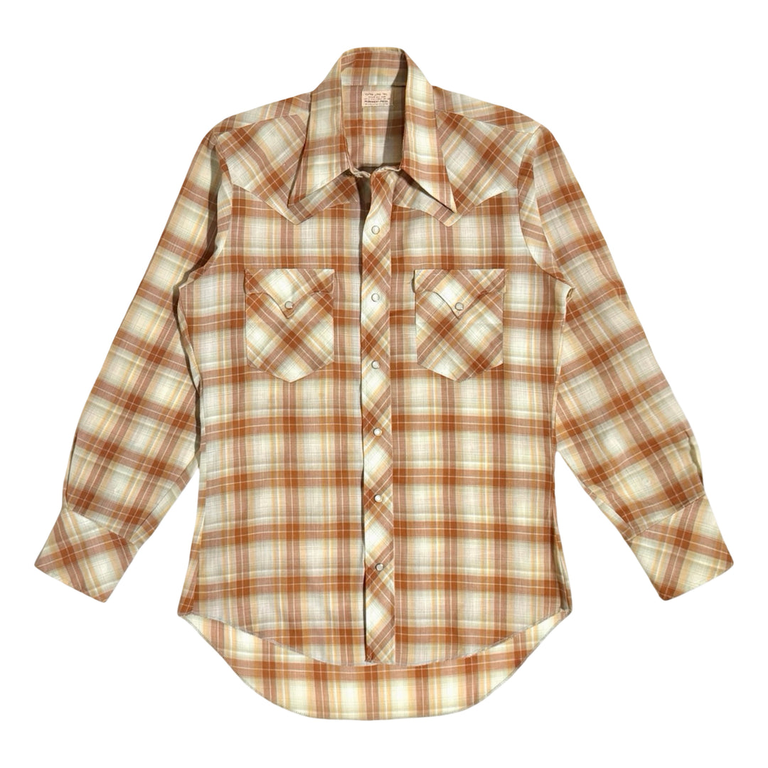 1960’S DESERT PLAID MADE IN USA WESTERN PEARL SNAP L/S B.D. SHIRT LARGE