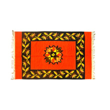 Cargar imagen en el visor de la galería, 1970’S ORANGE BORDERED HAND FLAT WOVEN 56” X 80” BLANKET RUG
