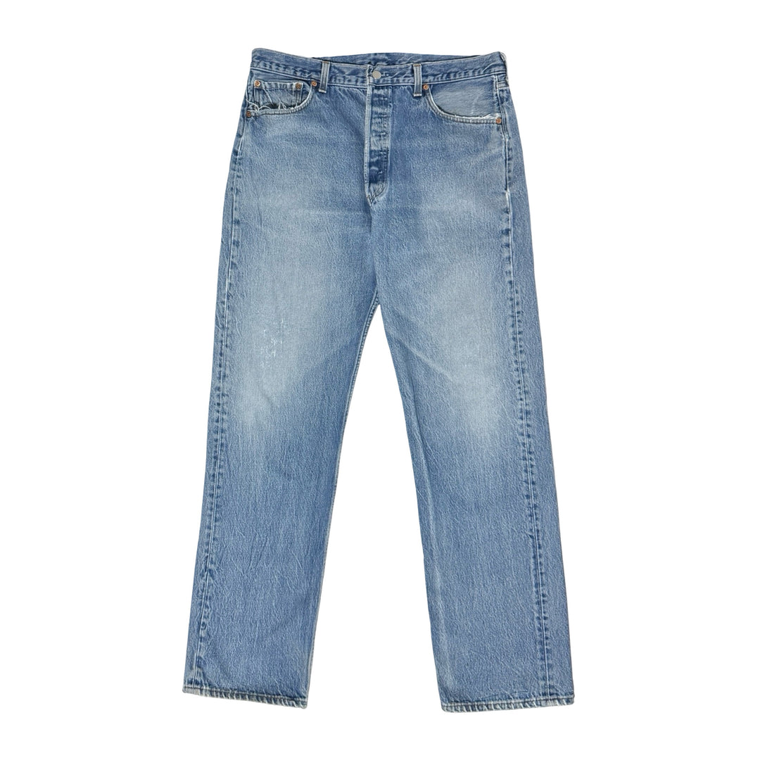 1990’S LEVI’S 501 MADE IN USA PERFECT LIGHT WASH DENIM JEANS 36 X 32