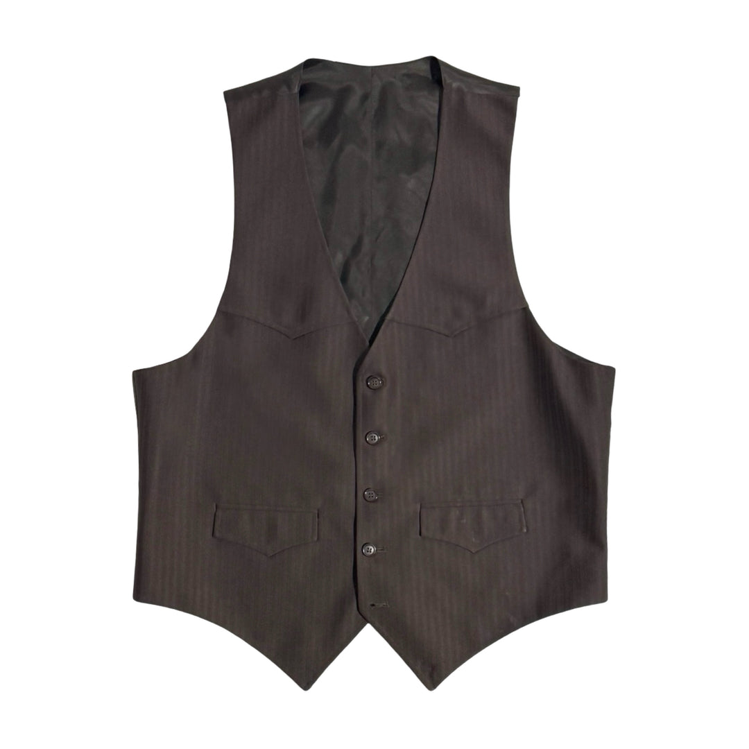 1970’S DALLAS WESTERN APPAREL MADE IN USA GHOST STRIPE BROWN 3 PIECE SUIT 44R