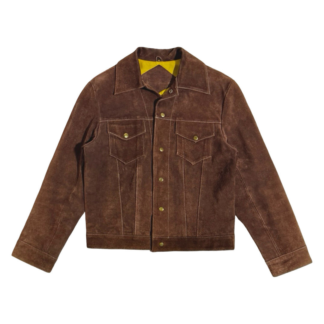 1960’S WESTERN MADE IN JAPAN ROUGH OUT SUEDE LEATHER TRUCKER JACKET LARGE