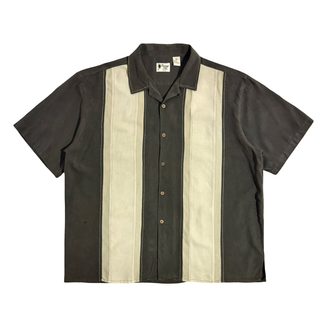 2000’S VINTAGE SILK 100% SILK LOOP COLLAR S/S B.D. SHIRT X-LARGE