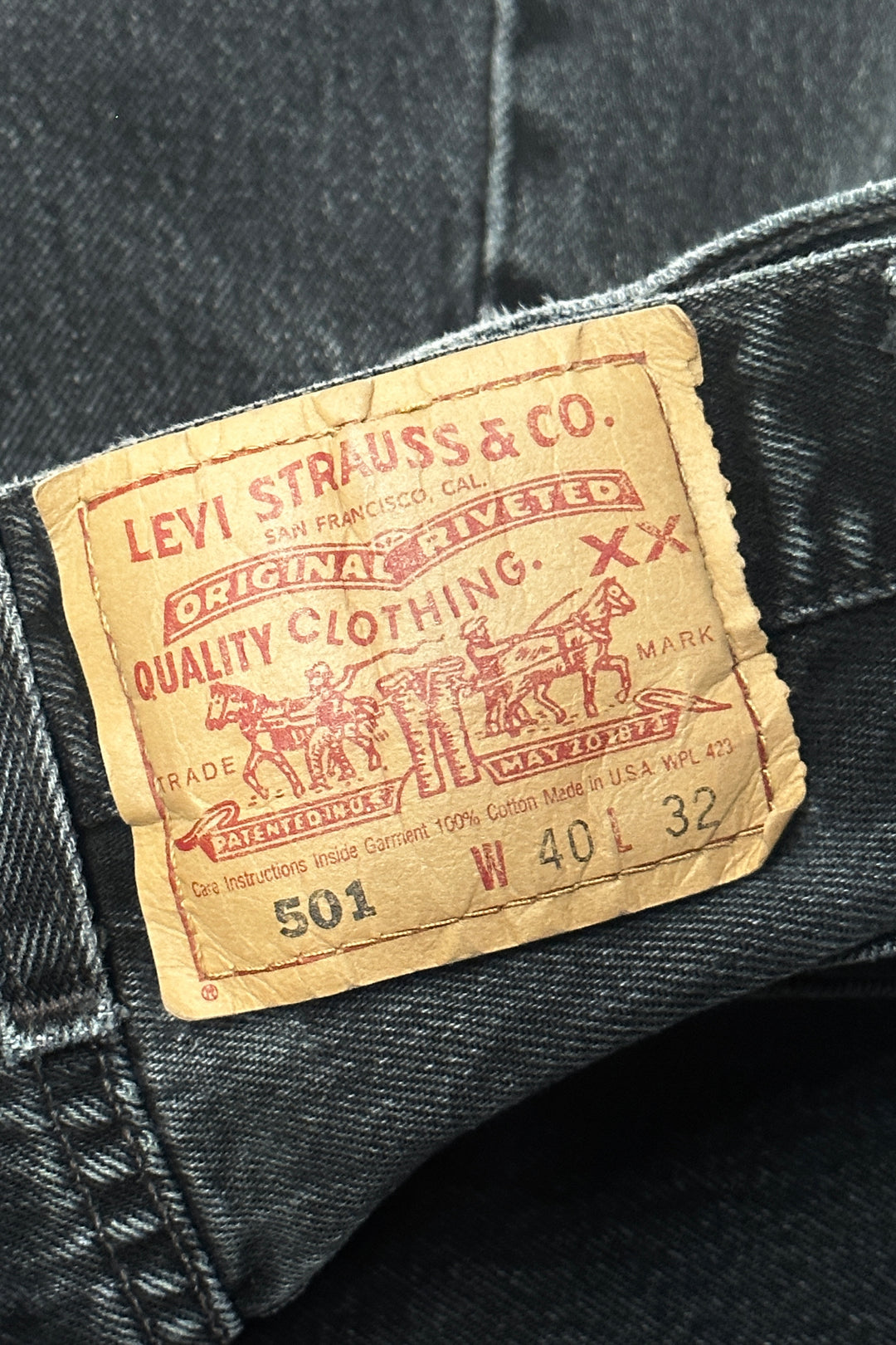1980’S LEVI’S RED TAB BLACK 501 DENIM JEANS 38 X 30