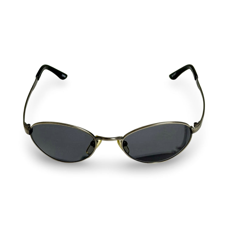 1990'S GUNMETAL OVAL CAT EYE SUNGLASSES
