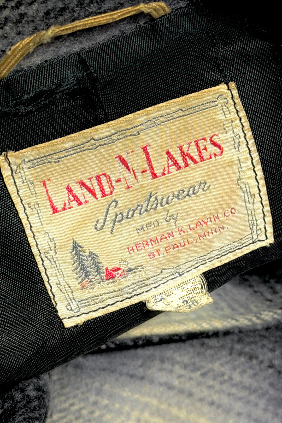 1950’S LAND-N-LAKES MADE IN USA SHADOW PLAID WESTERN YOKE COWBOY POCKET WOOL COAT JACKET MEDIUM