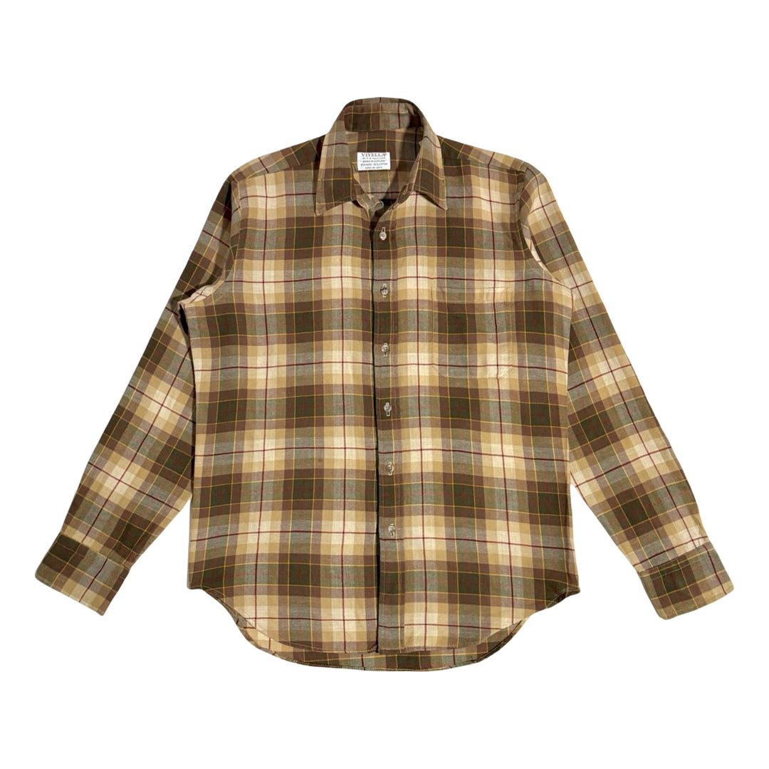 1960’S VIYELLA MADE IN SCOTLAND PLAID WOOL BLEND L/S B.D. SHIRT LARGE