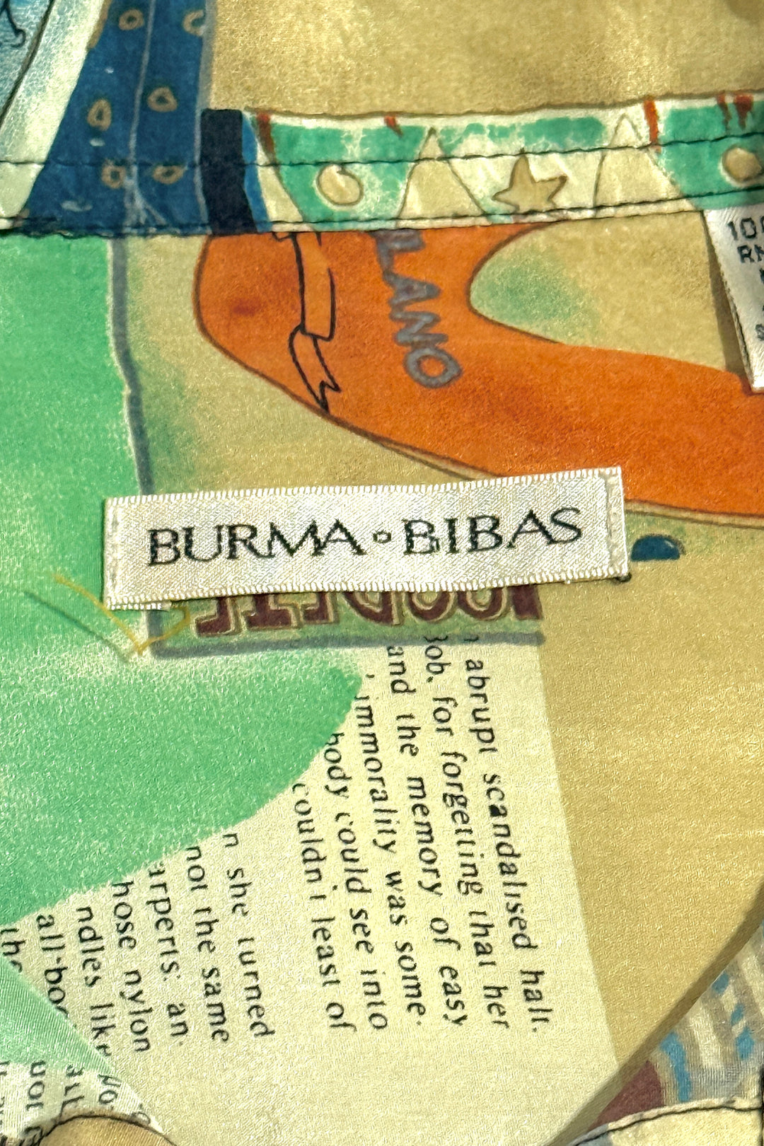 1980’S BURMA BIMAS 100% SILK ITALIA PRINTED CAMP COLLAR S/S B.D. SHIRT X-LARGE