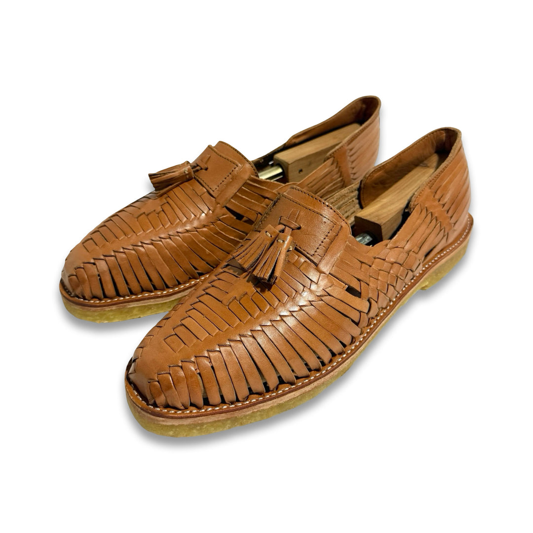 2000’S DEADSTOCK CANO WOVEN LEATHER TASSEL LOAFER HUARACHES SHOES EU 46/ US 12