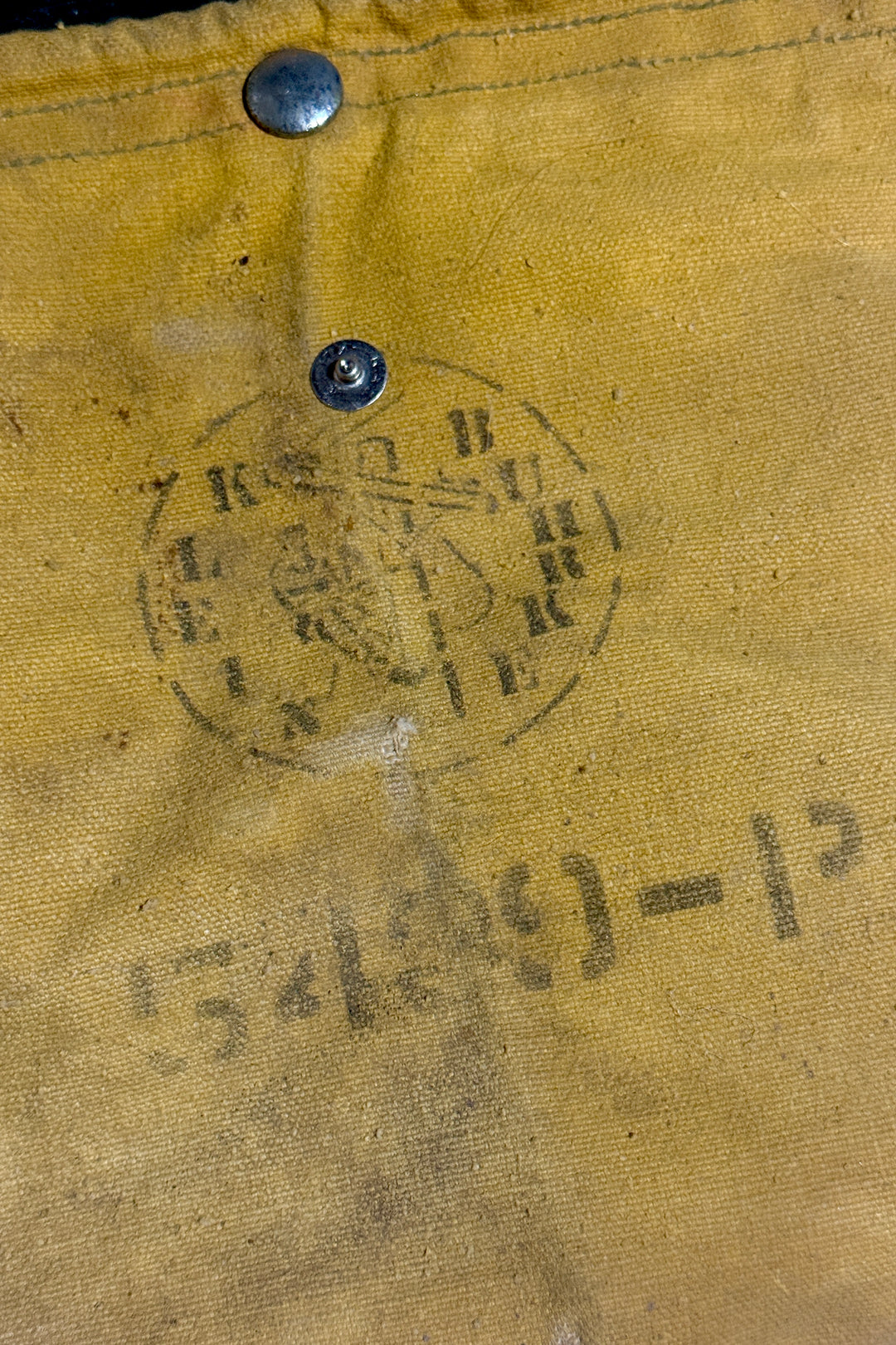 1960’S MASK KLEIN BUHRKE MADE IN USA REPAIRED SELVEDGE DENIM CANVAS LINEMAN WAIST BAG