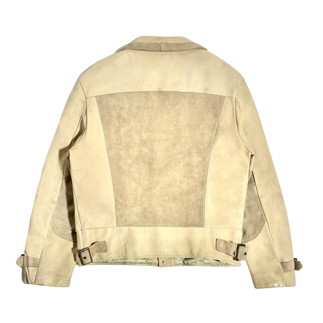 1970’S PIONEER WEAR MADE IN USA CROPPED NAPPA LAMBSKIN CONTRAST SATIN LINED LEATHER TRUCKER JACKET LARGE