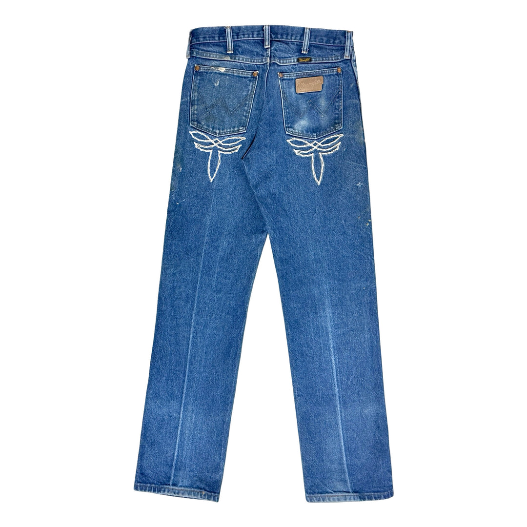 MASK X WRANGLER COWBOY CUT WESTERN HAND CHAINSTITCHED DENIM JEANS 30 X 32