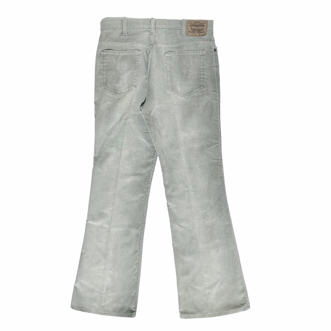 1970’S LEVI’S 517 MADE IN USA THRASHED &amp; FADED LIGHT GRAY CORDUROY BOOTCUT WESTERN PANTS 34 X 30