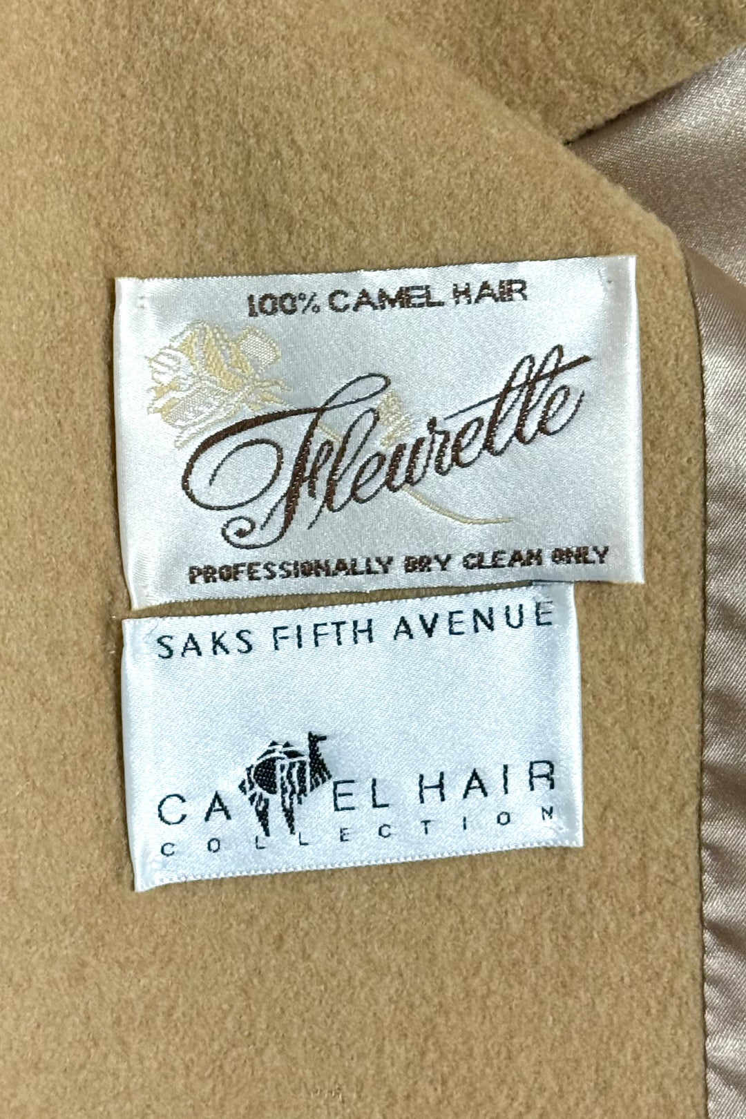 VINTAGE 1980’S FLEURETTE FOR SAKS FIFTH AVENUE 100% CAMEL HAIR COAT