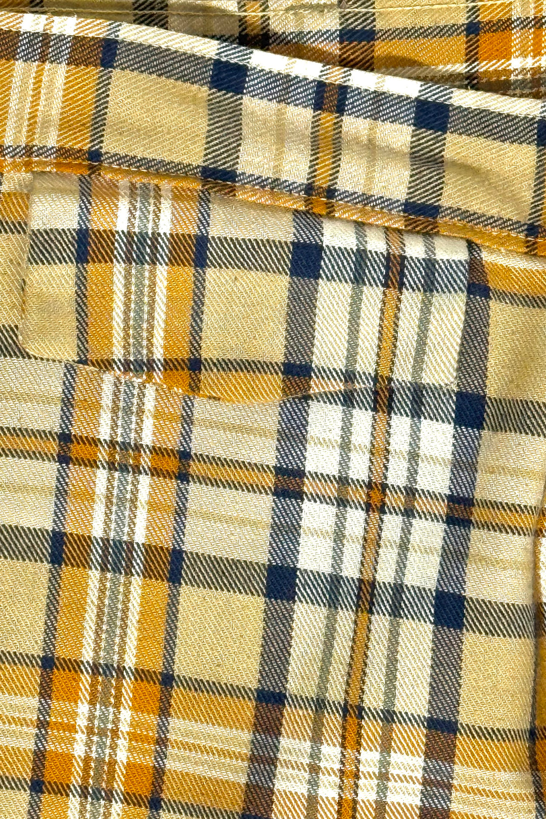 1970’S TAN OCHRE CHECK PLAID MADE IN USA FLARE HIGH WAISTED BELL BOTTOM PANTS 30 X 30