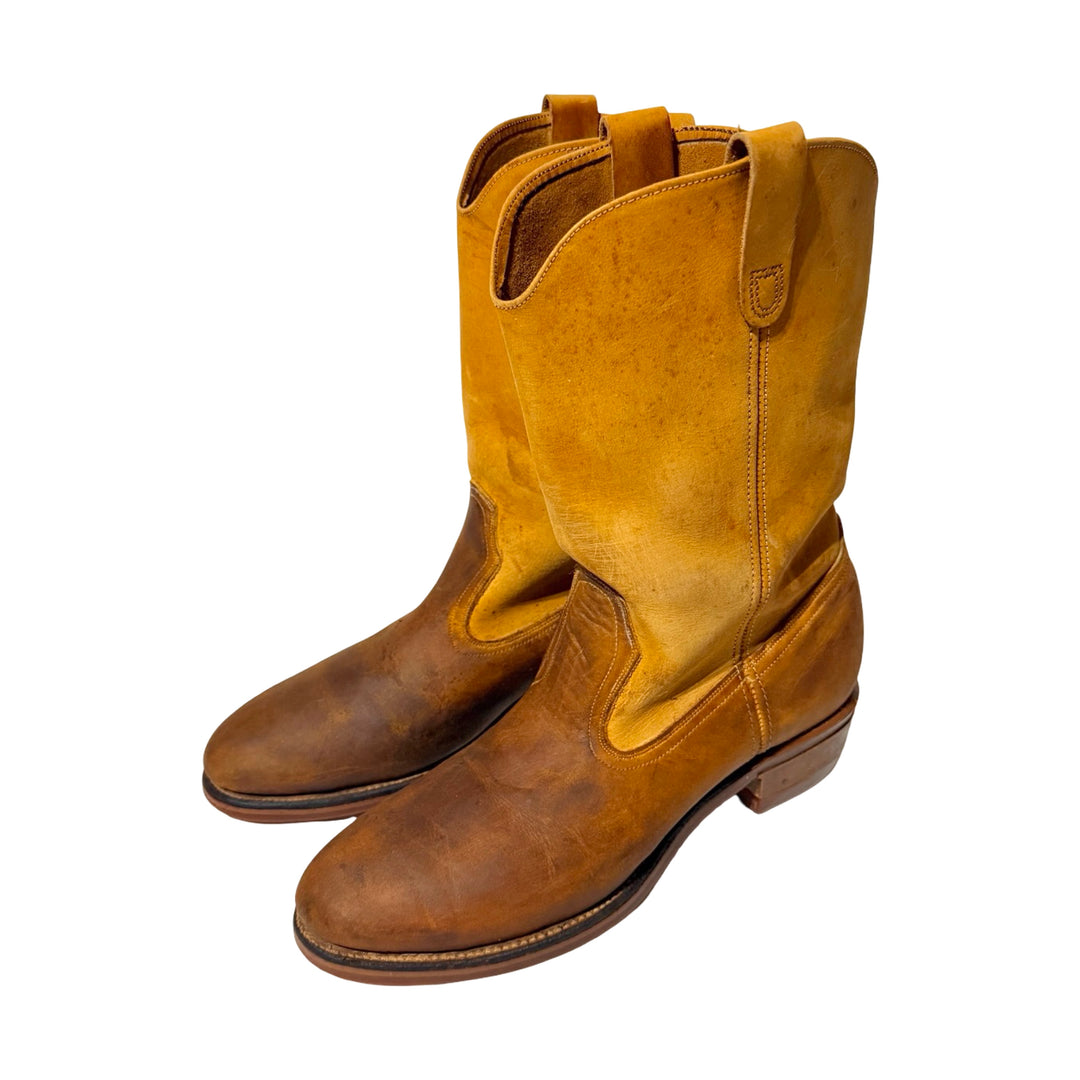 1970’S HY-TEST MADE IN USA TWO TONE SUEDE WESTERN COWBOY WORK BOOT 9