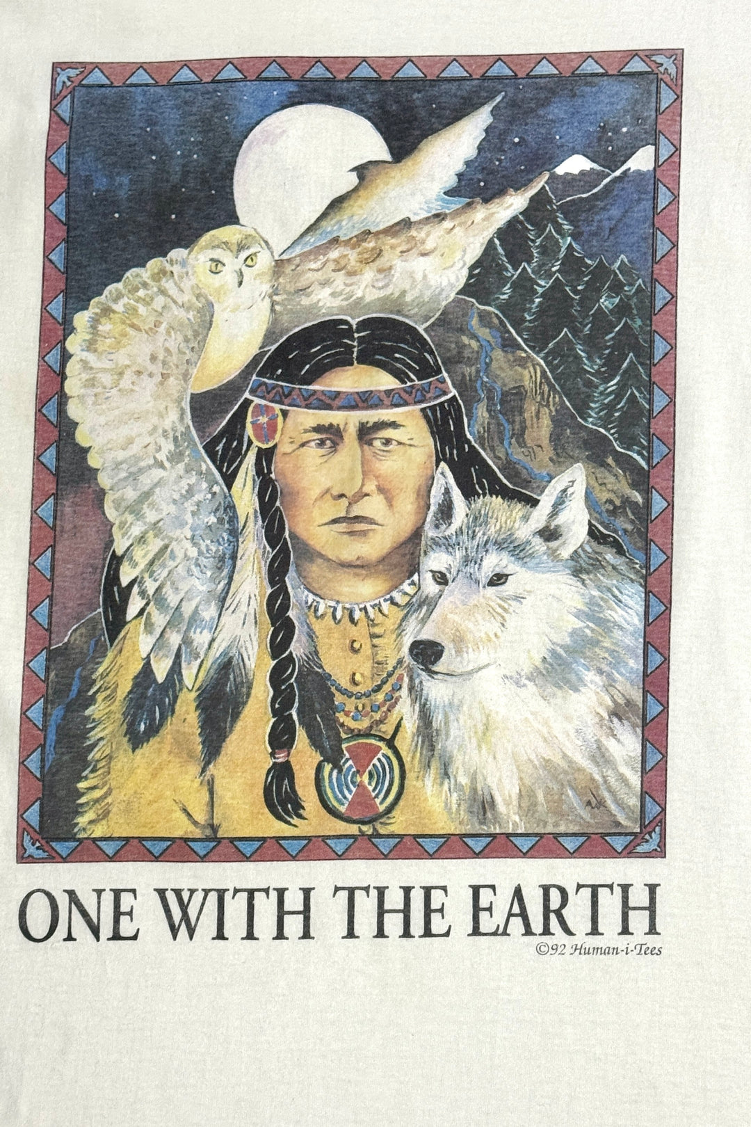 1990’S ONE WITH THE EARTH MADE IN USA NATIVE ART PRINT S/S T-SHIRT XXL