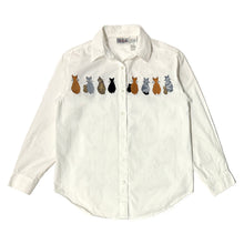 Load image into Gallery viewer, 1990’S BILL BLASS EMBROIDERED CAT SHIRT L/S B.D. SHIRT SMALL
