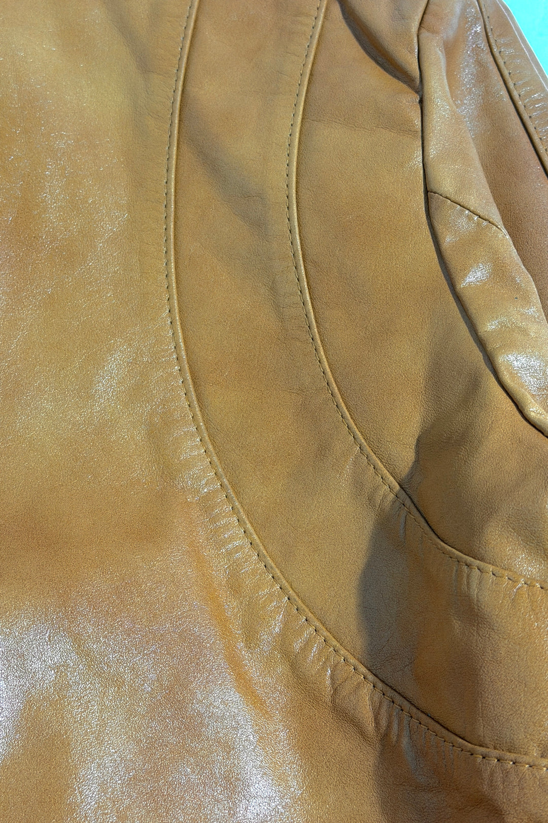 1970’S CASABLANCA MADE IN USA CROPPED WESTERN CARAMEL LEATHER JACKET LARGE