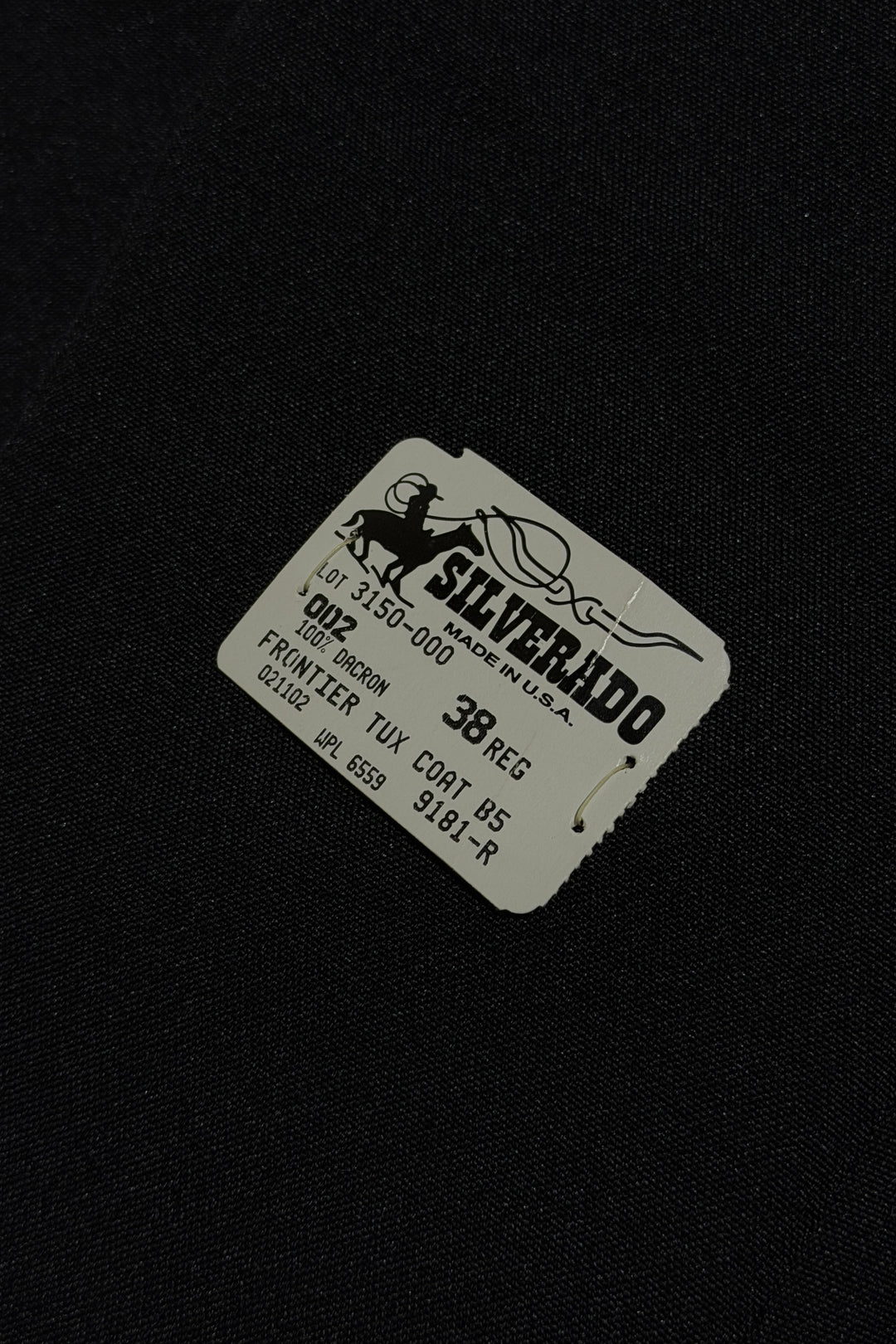 1990’S DEADSTOCK SILVERADO UNION MADE IN USA SATIN BLACK “FRONTIER TUXEDO” PANELED WESTERN SUIT JACKET 40R