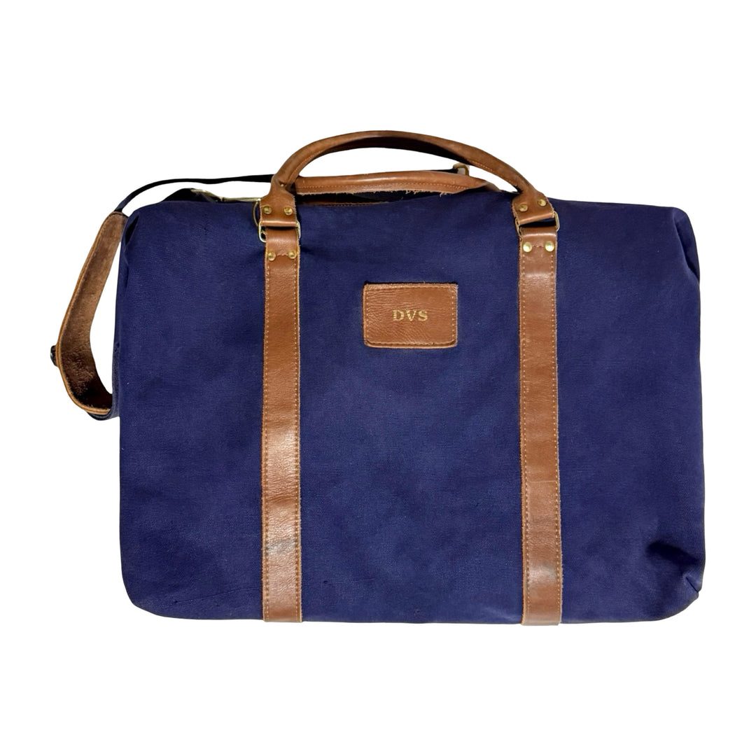 1990’S LEATHER & HEAVY CANVAS MADE IN USA WEEKENDER DUFFLE BAG