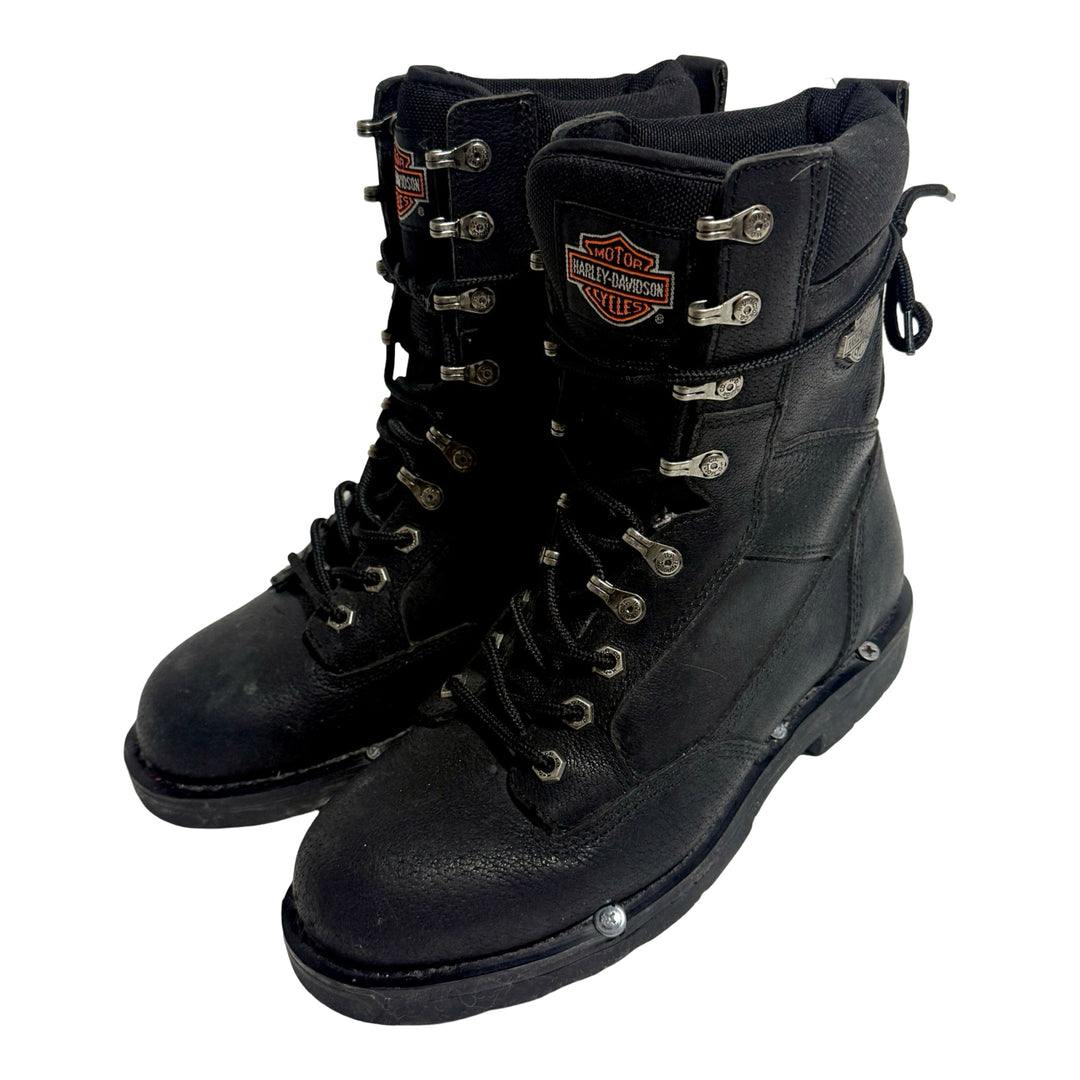 1990’S HARLEY-DAVIDSON REPAIRED LEATHER LUG SOLE MOTORCYCLE WORK BOOTS 9.5