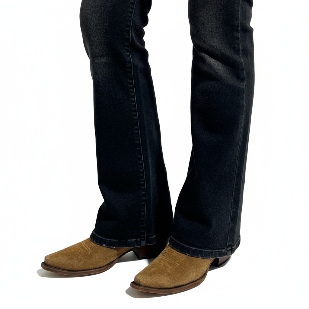 2000’S JUSTIN BOOTS VINTAGE LINE BROWN SUEDE CUT OUT LEATHER INLAY POINTED SNIP TOE COWBOY BOOTS 10