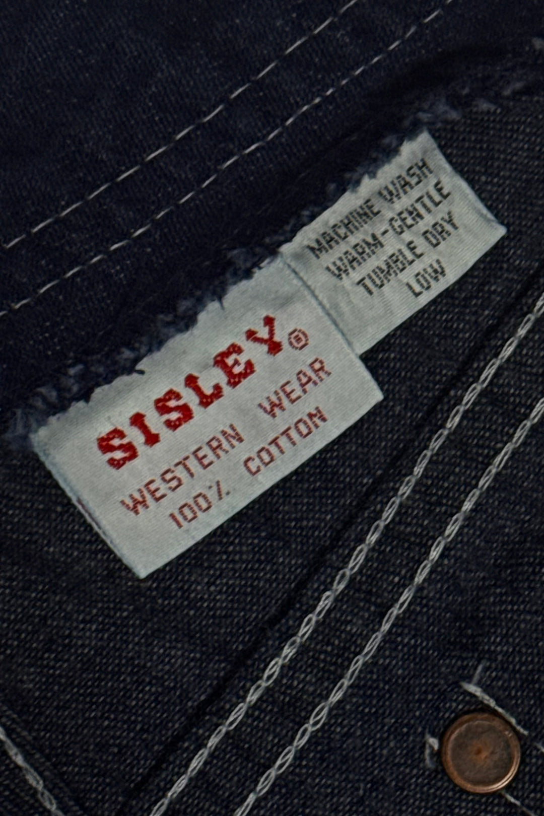 1970’S SISLEY WESTERNWEAR MADE IN FRANCE DARK DENIM HIGH WAISTED BOOTCUT JEANS 30 X 36