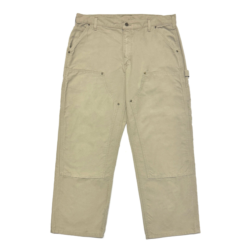 2000’S CARHARTT DOUBLE KNEE KHAKI CANVAS CARPENTER PANTS 36 X 28