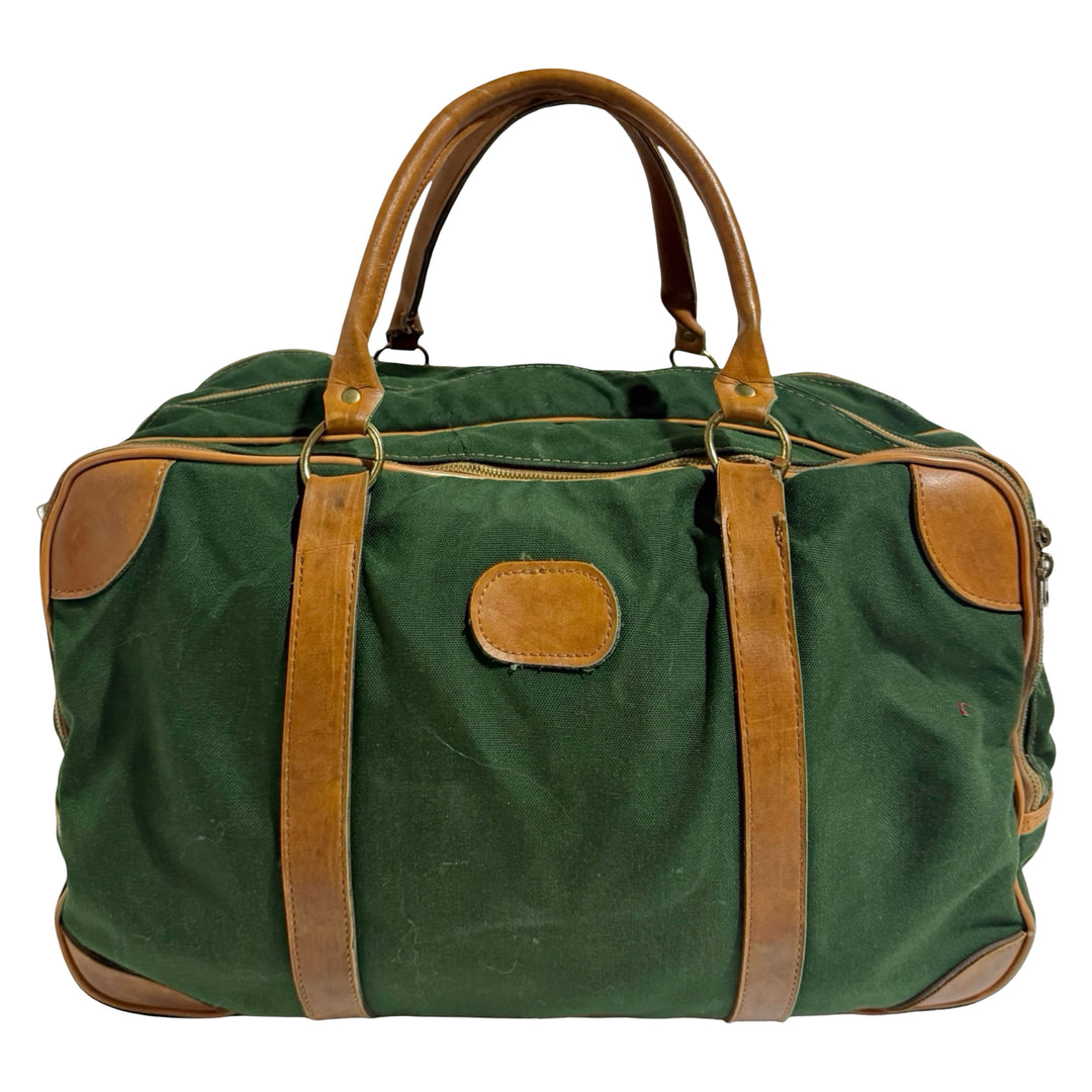 1970’S WINGS MADE IN USA THRASHED &amp; FADED GREEN CANVAS DUFFLE BAG
