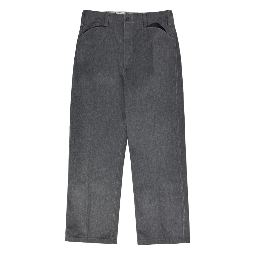 1990’S BEN DAVIS MADE IN USA SALT &amp; PEPPER CHARCOAL TWILL WIDE LEG FROG POCKET WORKWEAR CHINO PANTS 32 X 32