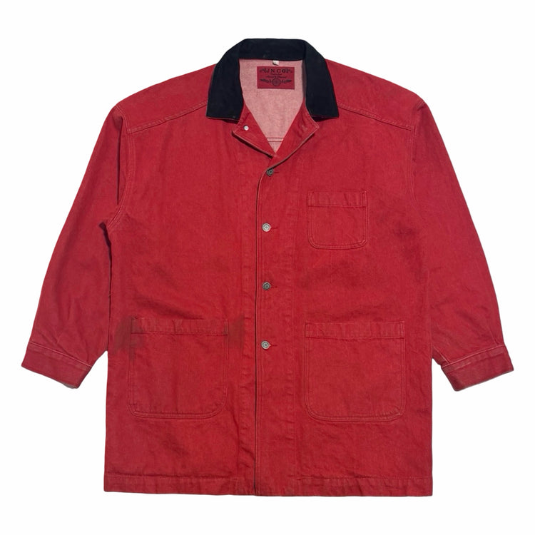 1990's JNCO red denim chore jacket front