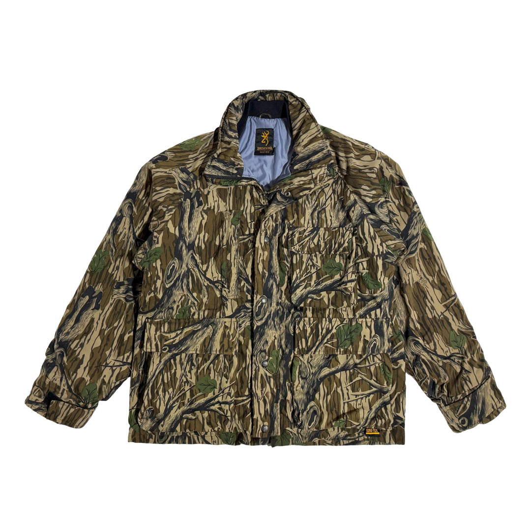 1990’S BROWNING MADE IN USA MOSSY OAK ™️ GORE•TEX HUNTING CAMO ZIP JACKET X-LARGE