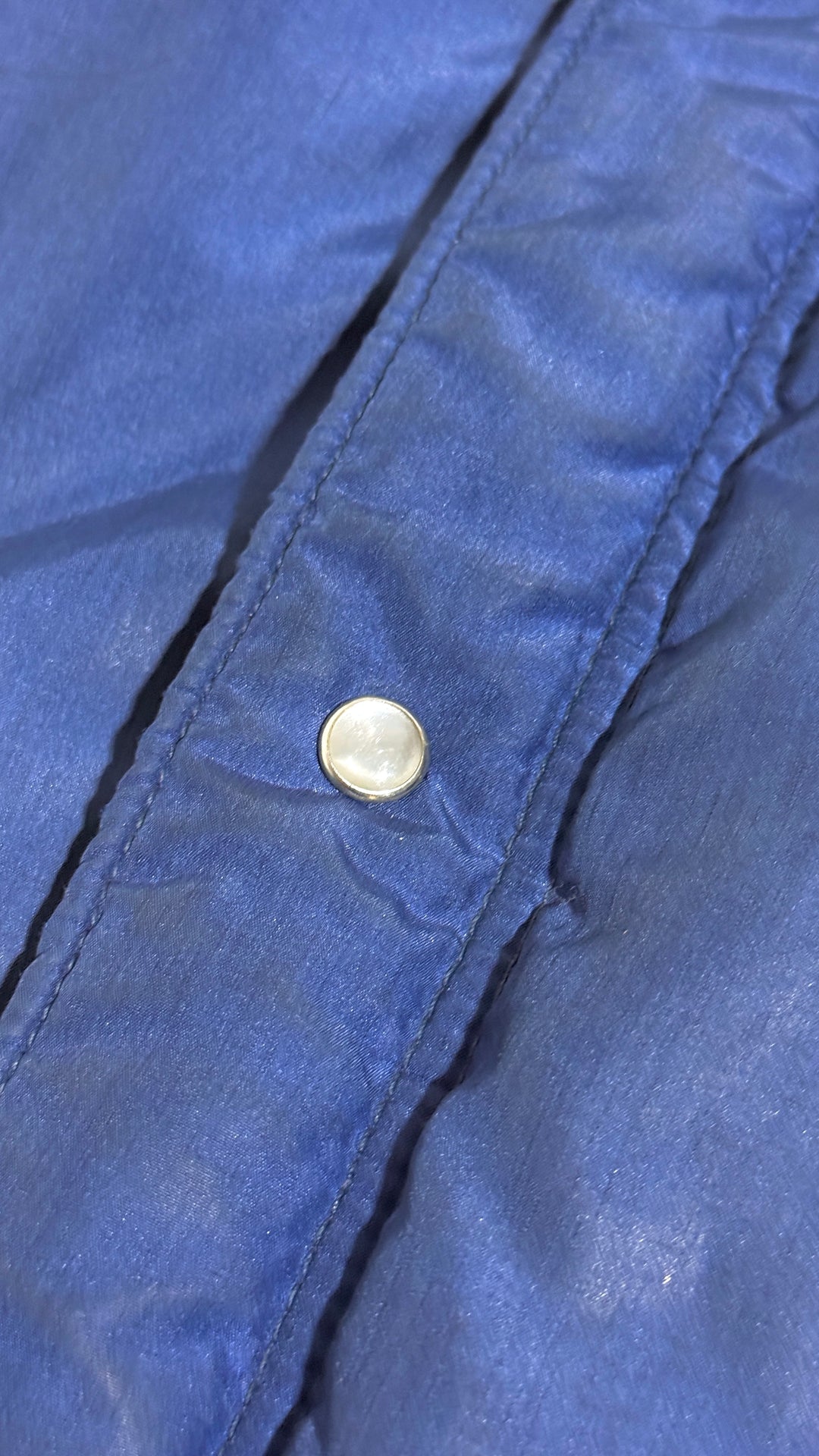 1980’S THE WESTERN MOUNTAIN OUTFITTER (EX ROCKY MOUNTAIN FEATHERBED) MADE IN USA CROPPED WESTERN REAL LAMB LEATHER YOKE QUILTED GOOSE DOWN FILLED REAL LAMB SHEARLING COLLAR PEARL SNAP JACKET LARGE