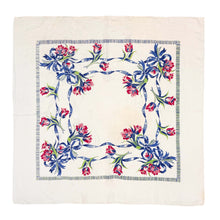 Load image into Gallery viewer, 1960’S LARGE 40” X 40” FLORAL MADE IN USA SELVEDGE LINEN SCARF
