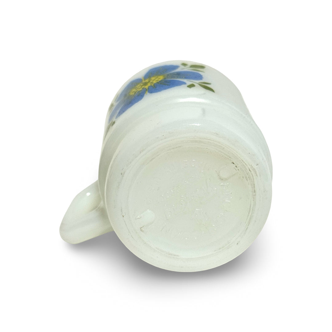 1960’S ANCHOR HOCKING MADE IN USA FIRE-KING®️ FLORAL MILK GLASS COFFEE MUG