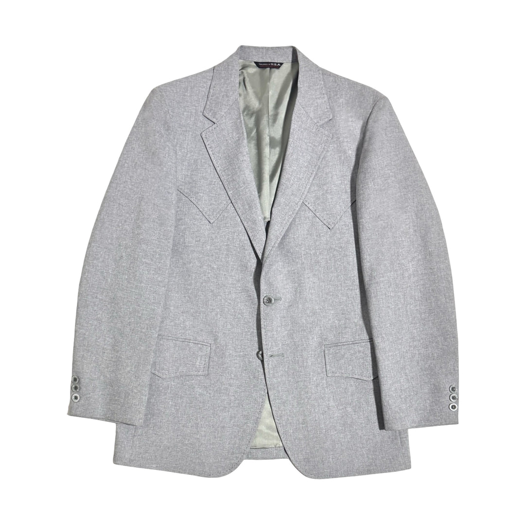 1970’S H BAR C MADE IN USA MARLED GRAY WESTERN SUIT JACKET BLAZER 40 R